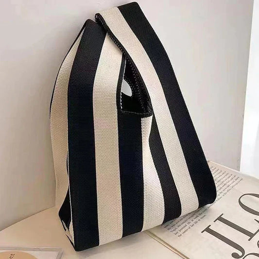Damen Tote Bag – Gestreift – Robustes Canvas – Große Tragetasche – Alltag & Freizeit