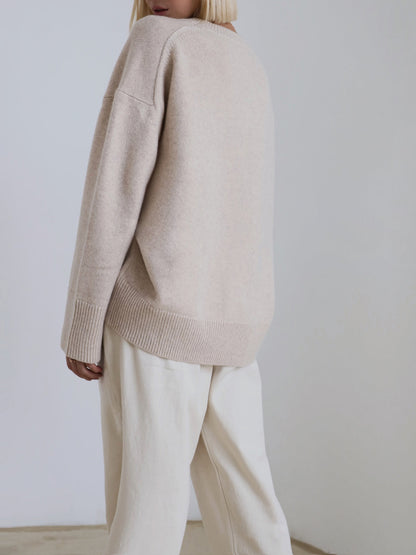 Damen Oversize Pullover – Weiches Strickmaterial – Rundhalsausschnitt – Langer Ärmel