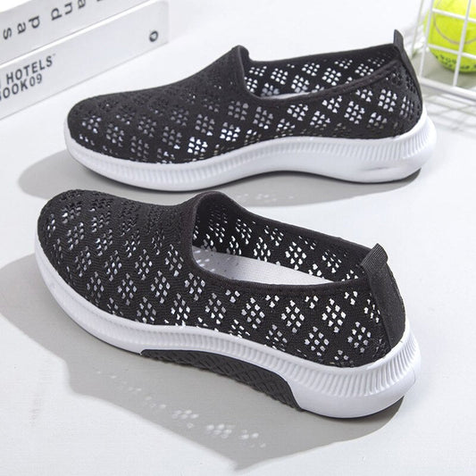 Damen Slip-On Schuhe – Atmungsaktiv & Leicht – Strick-Obermaterial – Gummisohle