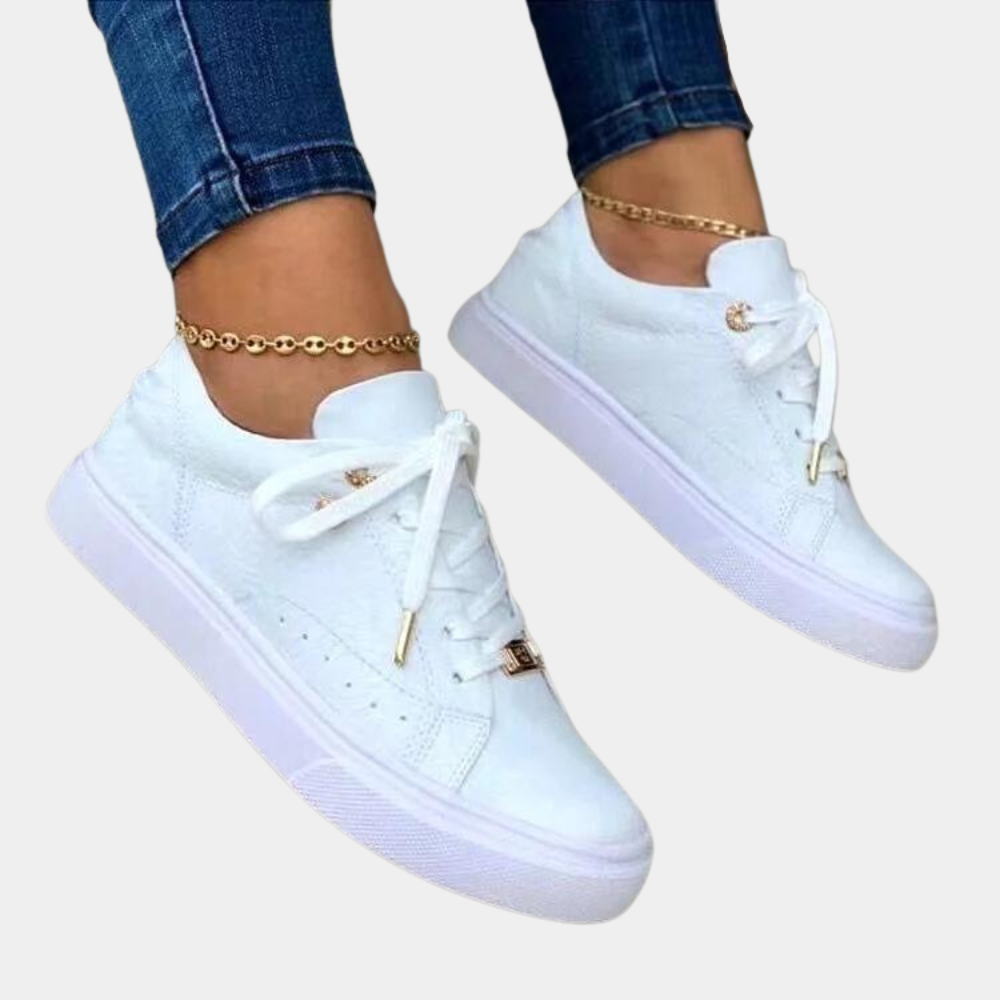Damen Sneaker - Elegantes Design mit Prägemuster - Bequeme Schnürschuhe