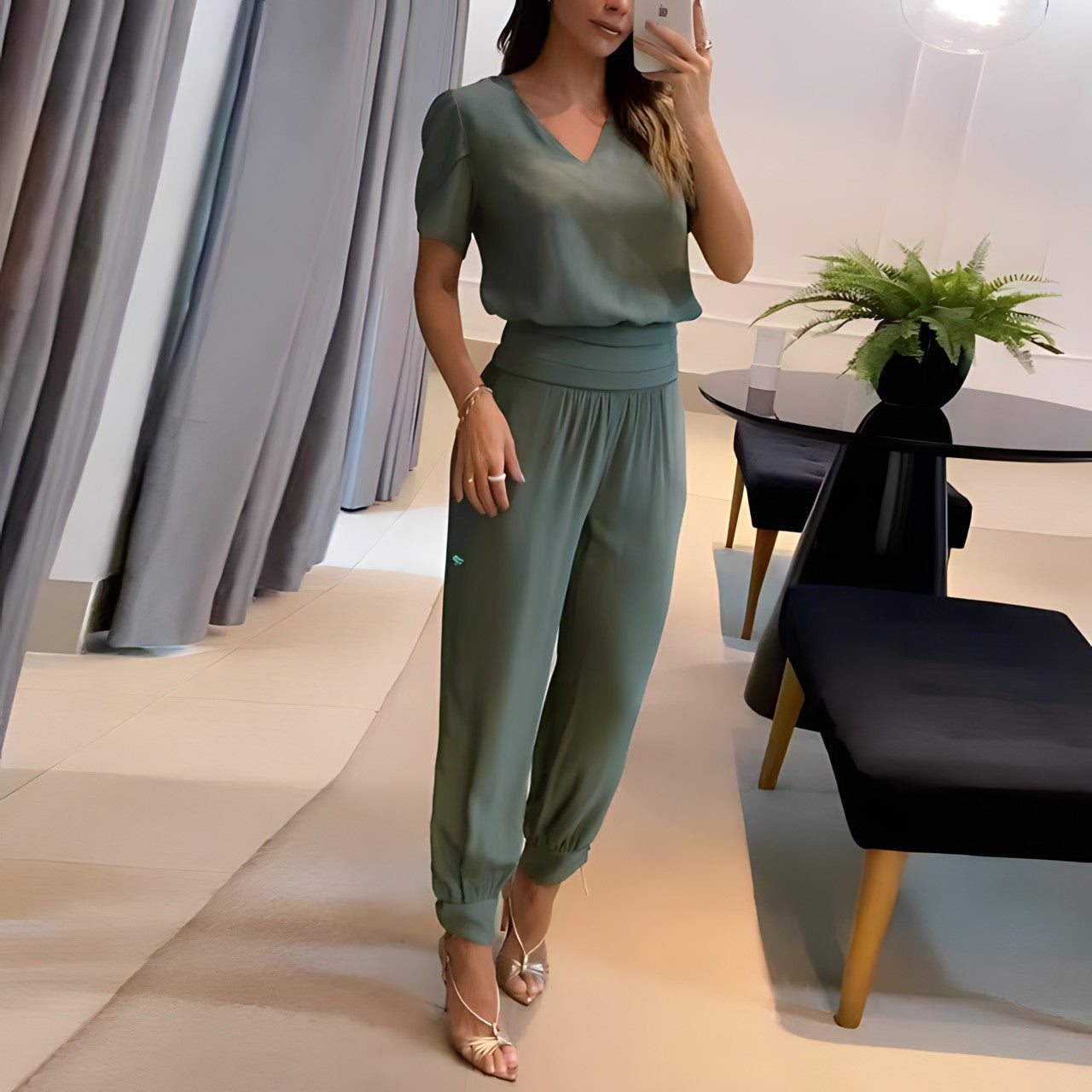 Bluse und Hose Set | Atmungsaktive Freizeitkleidung aus Polyester