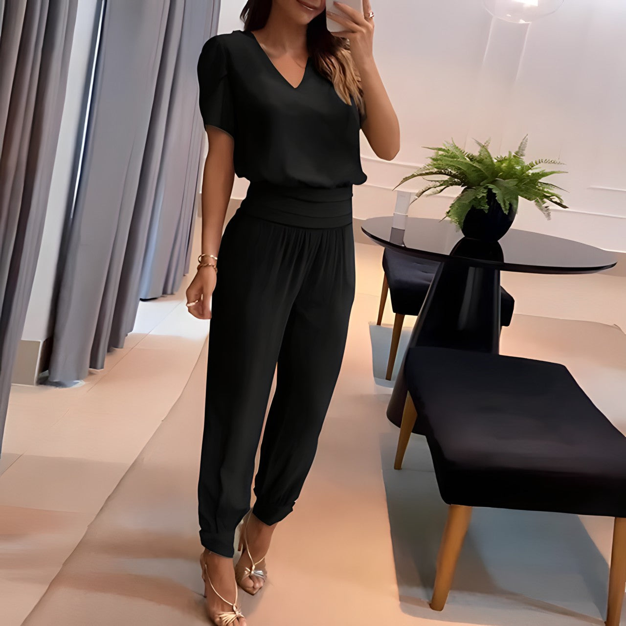Bluse und Hose Set | Atmungsaktive Freizeitkleidung aus Polyester