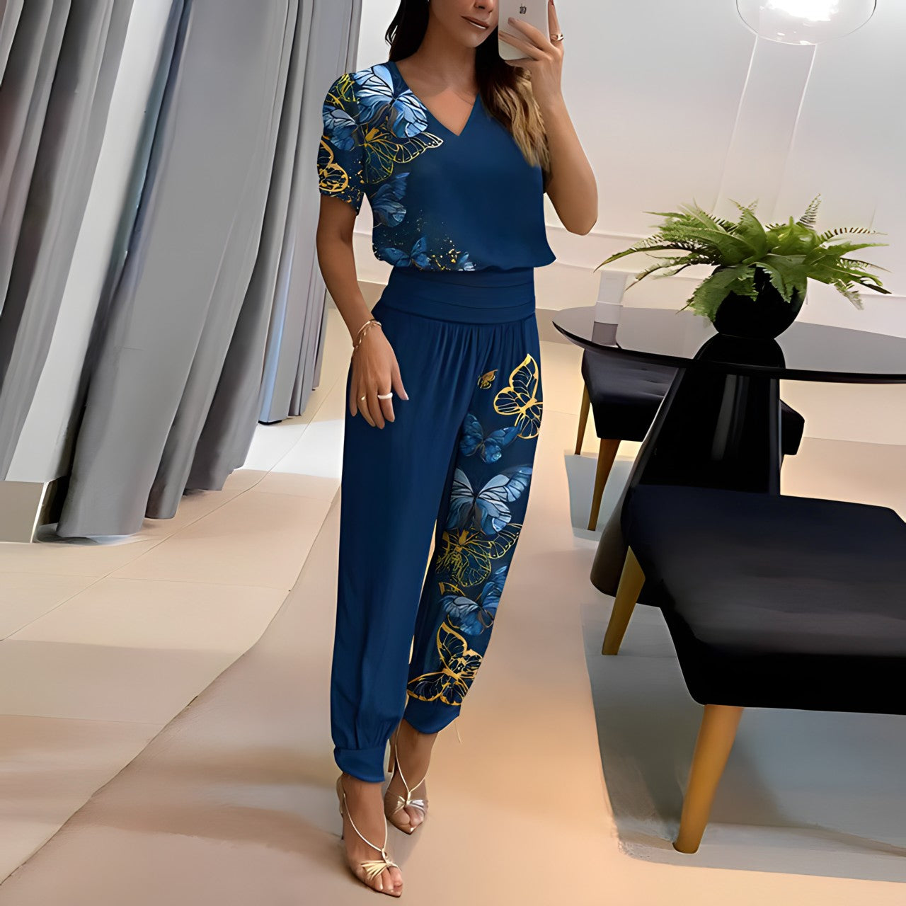 Bluse und Hose Set | Atmungsaktive Freizeitkleidung aus Polyester