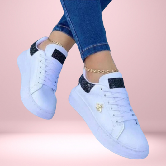 Damen Sneaker – Bequeme Low-Top Schuhe – Glitzerdetail – Rutschfeste Sohle
