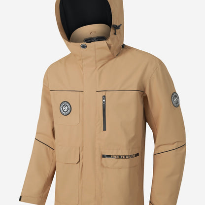 Herren Outdoor-Jacke – Wasserabweisend – Mit Kapuze – Vielseitige Taschen – Windschutz