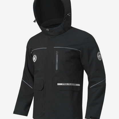 Herren Outdoor-Jacke – Wasserabweisend – Mit Kapuze – Vielseitige Taschen – Windschutz
