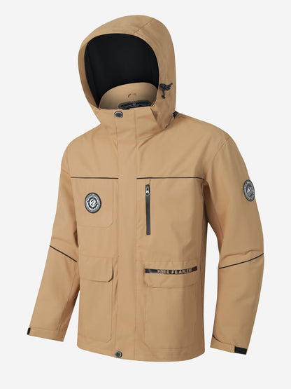 Herren Outdoor-Jacke – Wasserabweisend – Mit Kapuze – Vielseitige Taschen – Windschutz