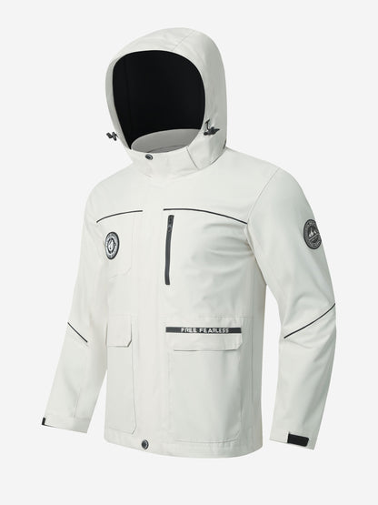 Herren Outdoor-Jacke – Wasserabweisend – Mit Kapuze – Vielseitige Taschen – Windschutz
