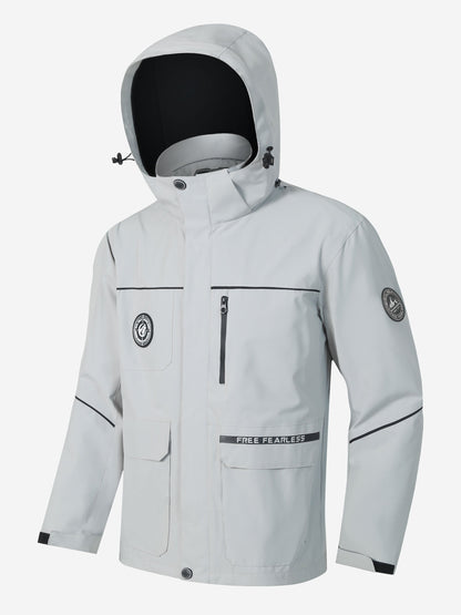 Herren Outdoor-Jacke – Wasserabweisend – Mit Kapuze – Vielseitige Taschen – Windschutz