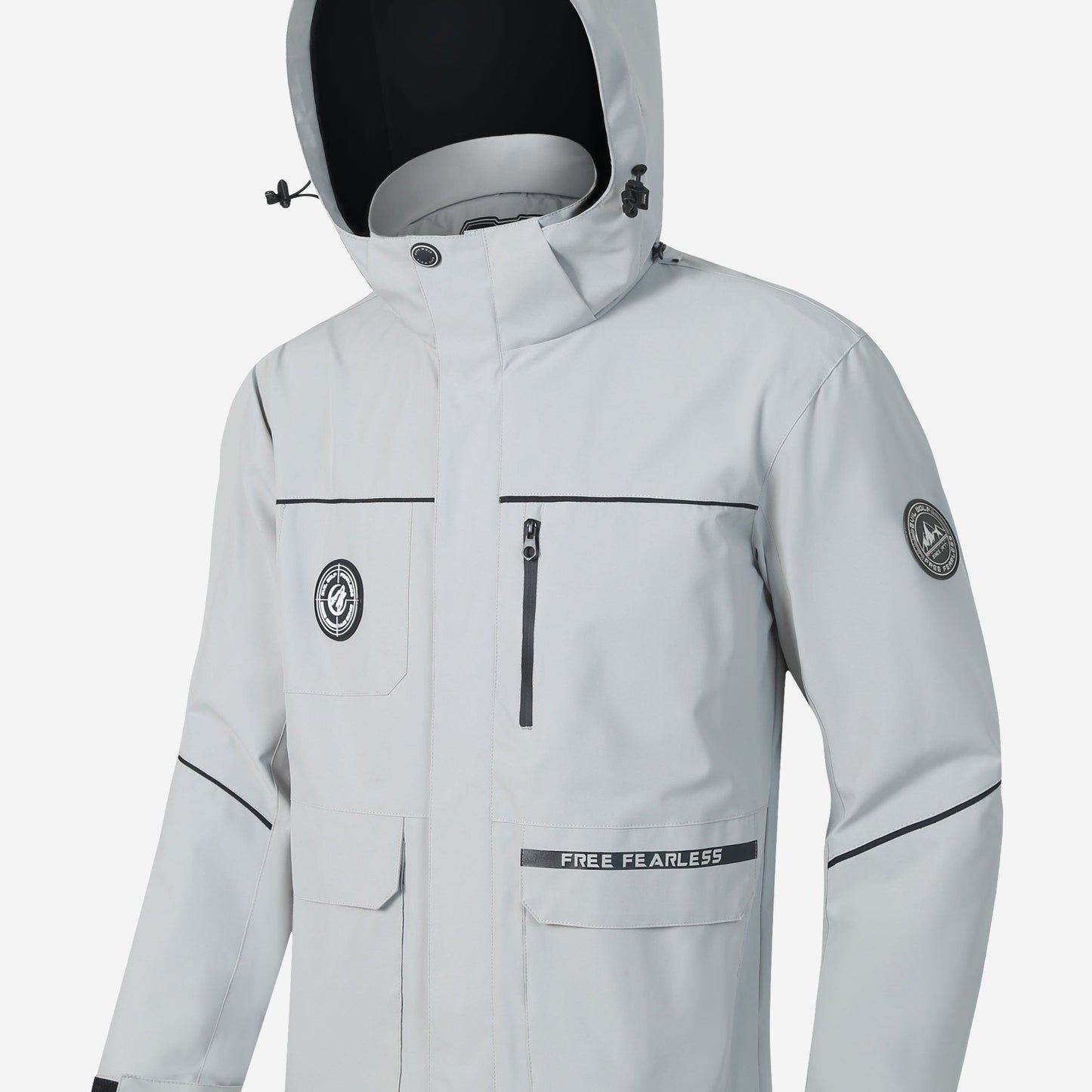 Herren Outdoor-Jacke – Wasserabweisend – Mit Kapuze – Vielseitige Taschen – Windschutz