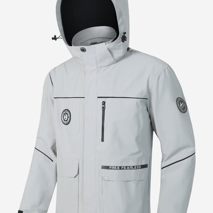 Herren Outdoor-Jacke – Wasserabweisend – Mit Kapuze – Vielseitige Taschen – Windschutz