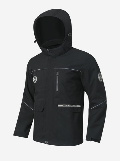 Herren Outdoor-Jacke – Wasserabweisend – Mit Kapuze – Vielseitige Taschen – Windschutz
