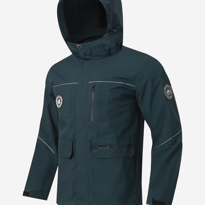 Herren Outdoor-Jacke – Wasserabweisend – Mit Kapuze – Vielseitige Taschen – Windschutz