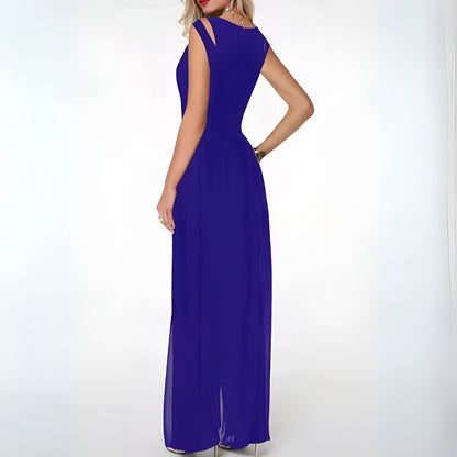 Damen Jumpsuit - Ärmellos & Elegant - Hoher Ausschnitt - Weites Bein - Abendmode